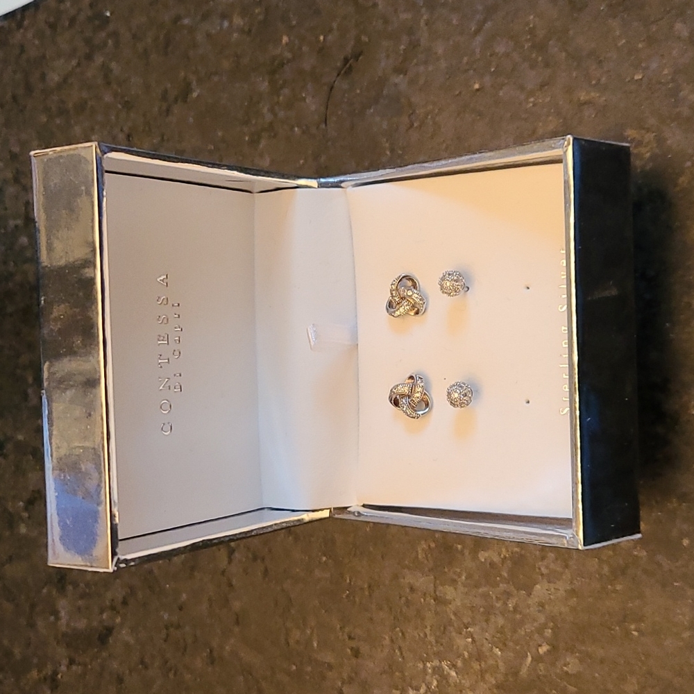 Two Pairs Sterling Silver Earrings